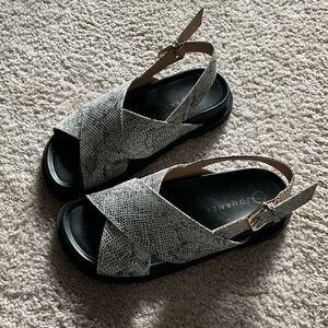 Journee Collection Snakeskin Black Sandals
